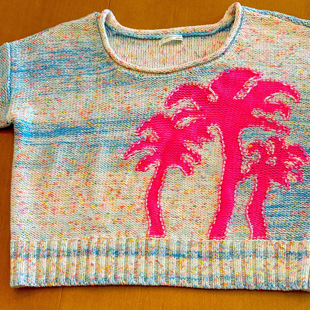 By Anthropologie Palm Tree Embellished Sweater